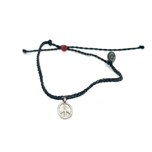 Pura Vida Silver Peace Black Bracelet - Picture 1 of 3